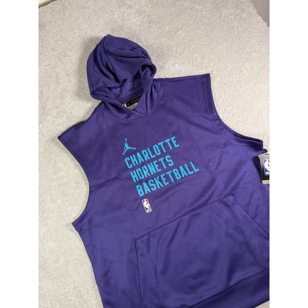 Charlotte Hornets Jordan Sleeveless Hoodie XL Tall Purple NBA Nike Dri-FIT New